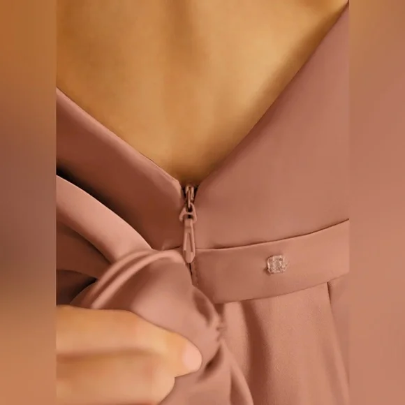 Azazie A-Line Bow Matte Satin Dress - Picture 2 of 9